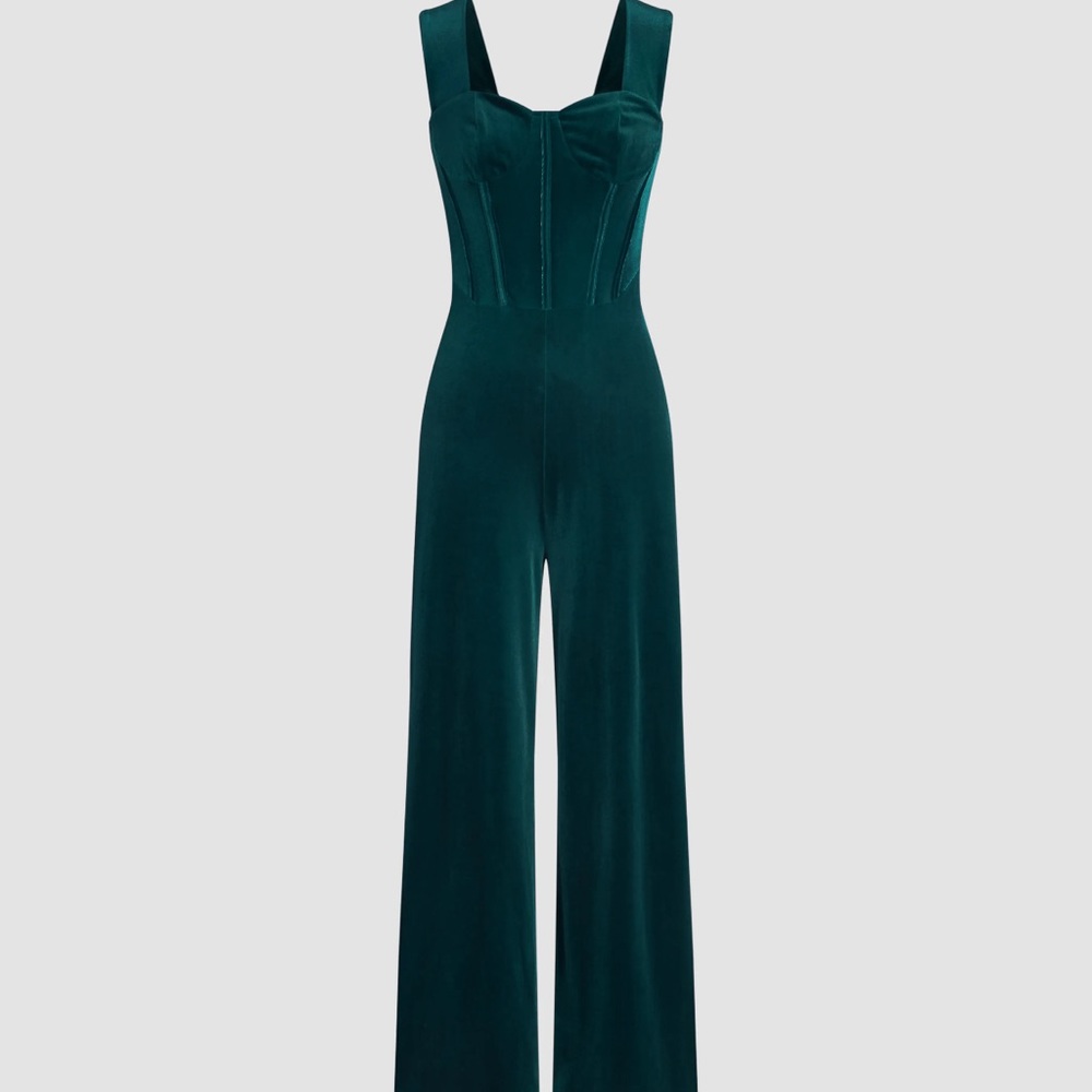 SALE! Cider Green Velvet Jumpsuit NWT